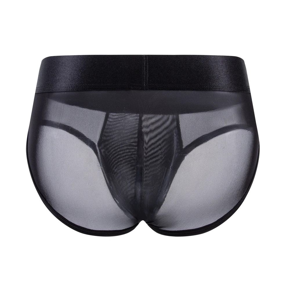 Breathable Mens Slip Bikini Jockstrap Briefs  Mens Panties Sexy Transparent Mesh Ice Silk Men Underwear Sissy Men Underpants