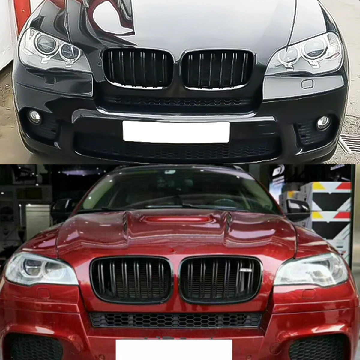 

Для BMW X5 E70 и X6 E71 (2007-2013) — глянцевая черная передняя решетка радиатора с двойными линиями, решетки бампера