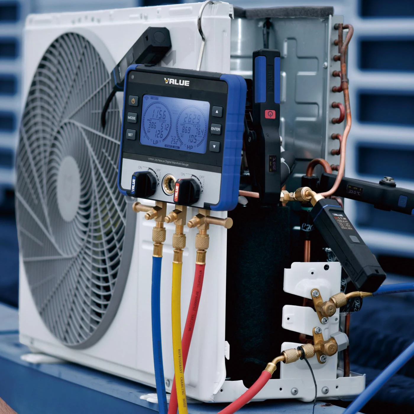 

Professional VRM-2S Smart Manifold Gauge Set w/ Wireless Probes, Vacuum & Pressure Test Mode for HVAC/R