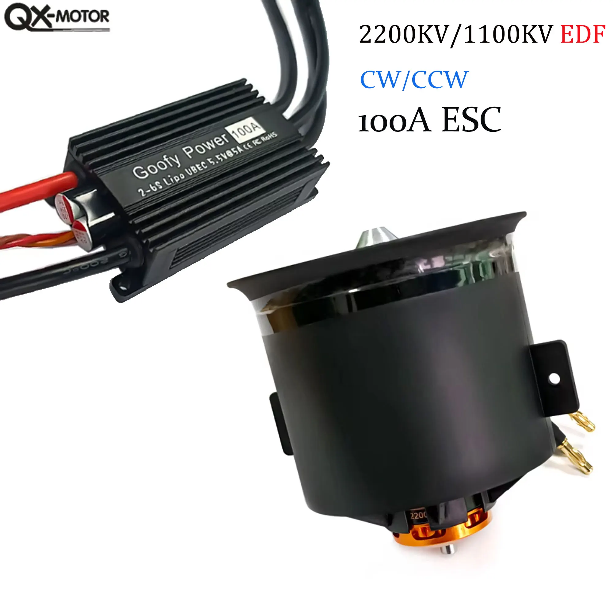 

QX-MOTOR 70-мм система вентиляторной турбины EDF - QF3027 1100KV/2200KV 12-лопастной CW/CCW с регулятором скорости 100A для радиоуправляемых реактивных самолетов