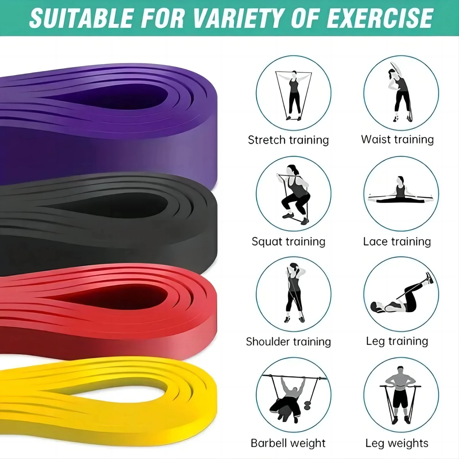 Heavy Duty Látex Resistência Exercício Banda, elástico Sport Band, força, Pull Assist, Treino, Pilates Fitness Equipment, Novo