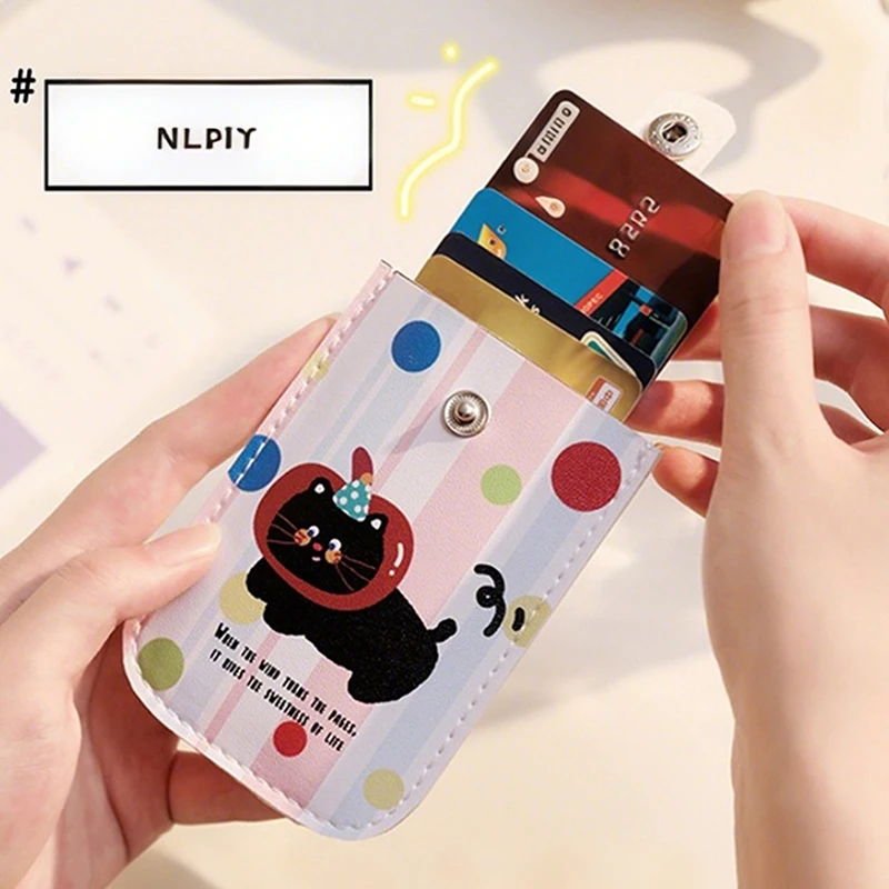 카드 포켓 카드 가방 라미네이트 숨김형 풀아웃 명함 케이스 패션 PU 가죽 ID 카드 홀더 여성용 미니 카드 지갑