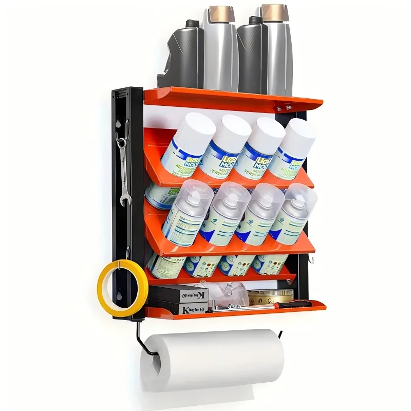 

Wall-mounted paint can rack for paper towels Utility tool storage rack for garage studio