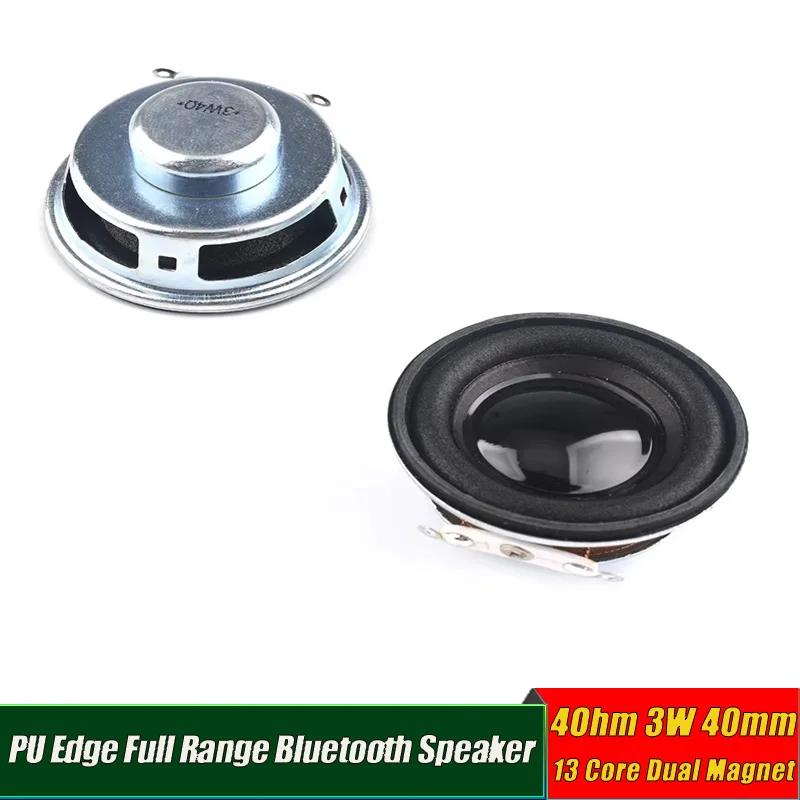 Full Range Speaker Adapter 40mm 4 Ohm 3W Dual Magnet PU Edge Internal Magnet 13 Core Black Bright Cap for Bluetooth Speaker 1pc