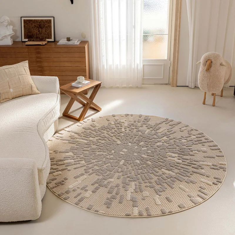 Log wind round carpet living room sofa coffee table blanket premium wabi sabi easy care bedside blanket chair non-slip floor mat 6
