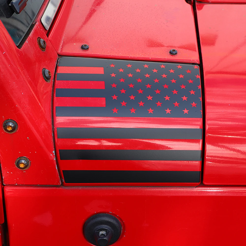 Front Hood Side Corner Decoration Sticker American Flag Trim Decal for Jeep Wrangler JK JKU 2007-2017 Car Exterior Accessories view 6