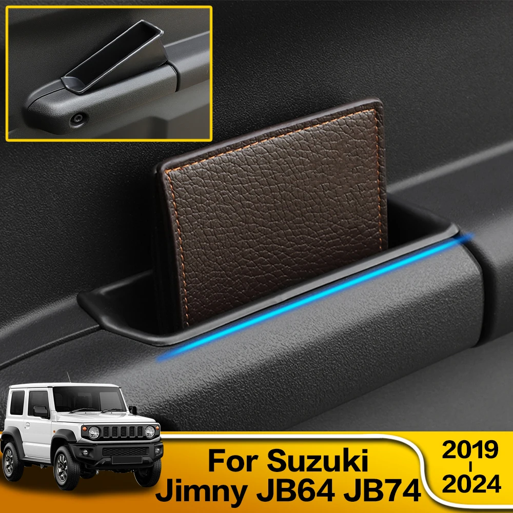 2PCS For Suzuki Jimny JB64 JB74 2019 - 2024 2020 2021 2022 2023 Car Door Front Storage Box Bag Handle Interior Auto Accessories