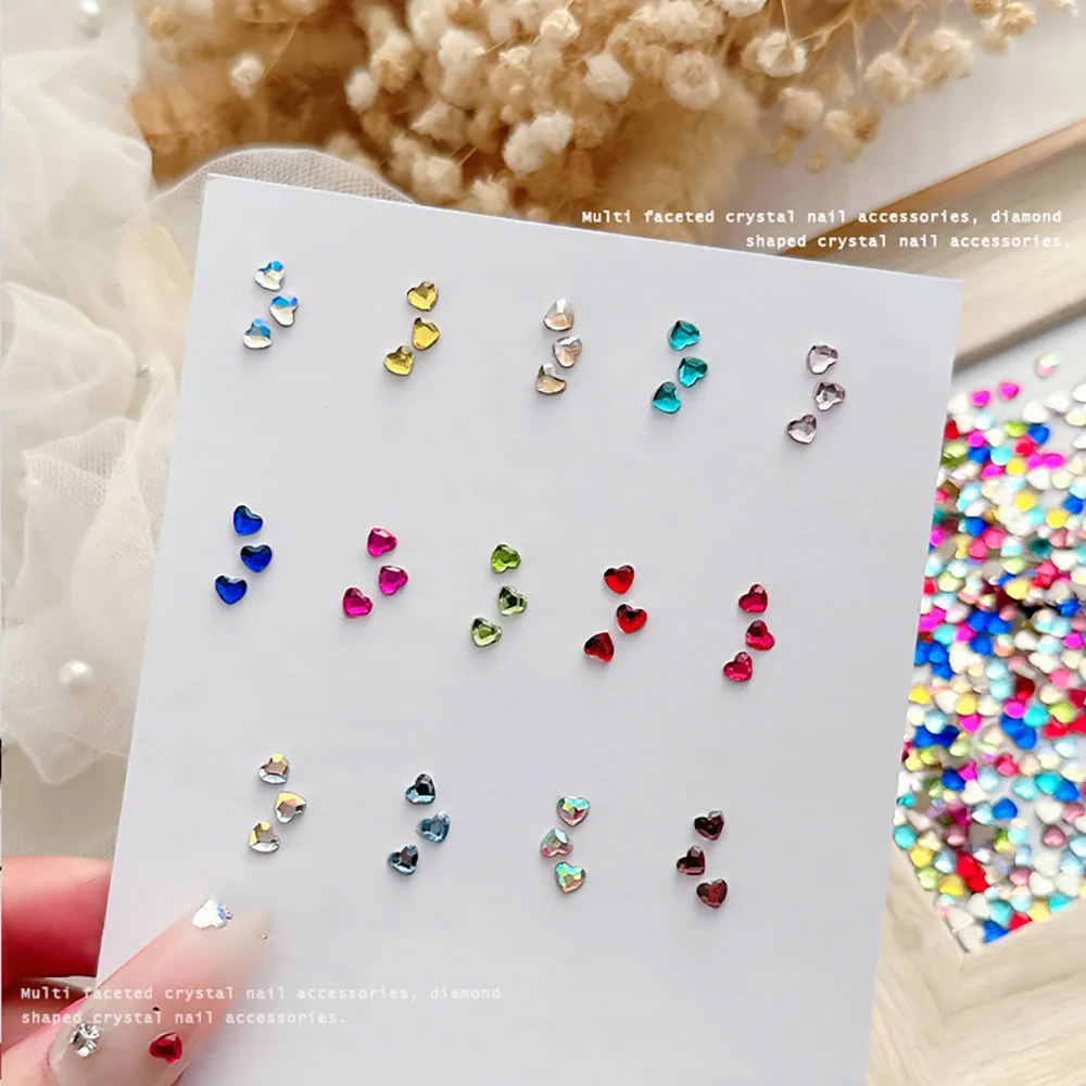 3mm Mini Herz Kristall Funkelndes Punktierung Herz Glas Flatback Strass Mix Farbe Dekorieren Diamant Nagelspitzen Schmuck 404art