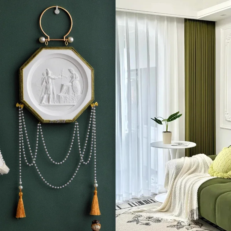 

French-style three-dimensional relief relief, light luxury retro retro decorative painting, pearl hanging painting