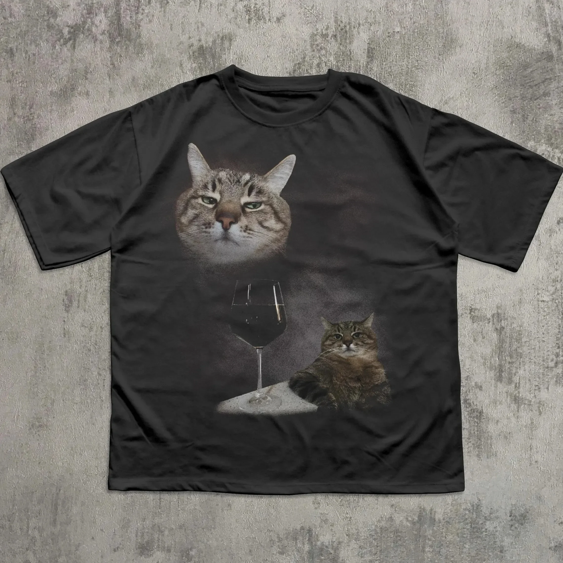 Funny Wine Cat Dank Meme Tee Shirt Gift for Woman and Man, Unhinged Clothes, Silly Cats Tee Goofy Ahh Tshirt, Inappropriate Tee.