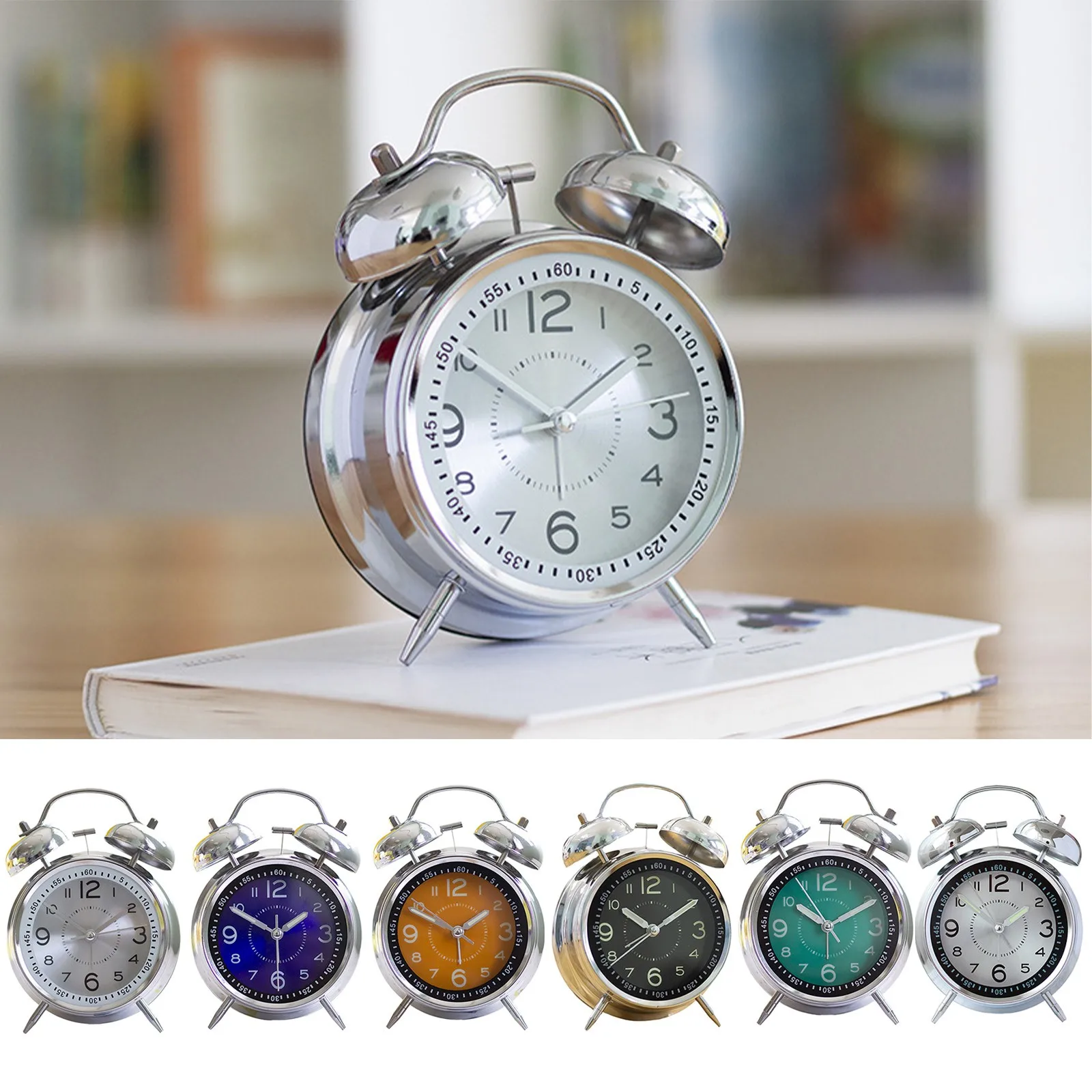 Alarm Clock Mini Night Light Dual Clock Alarm Clock Metal Frame Desktop Peripheral Voice Control Cute Rabbit Night Light Bedroom
