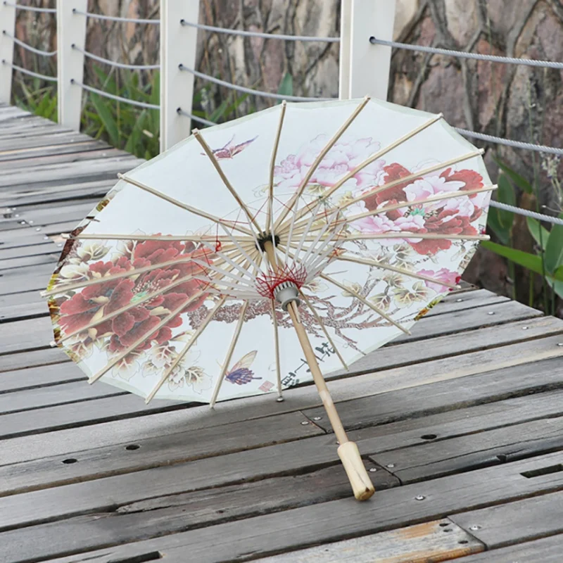 Cheongsam Performance Dance Silk Cloth Umbrella Japanese Cherry Blossoms Ancient Dance Umbrella Chinese Style Oil Paper Umbrella