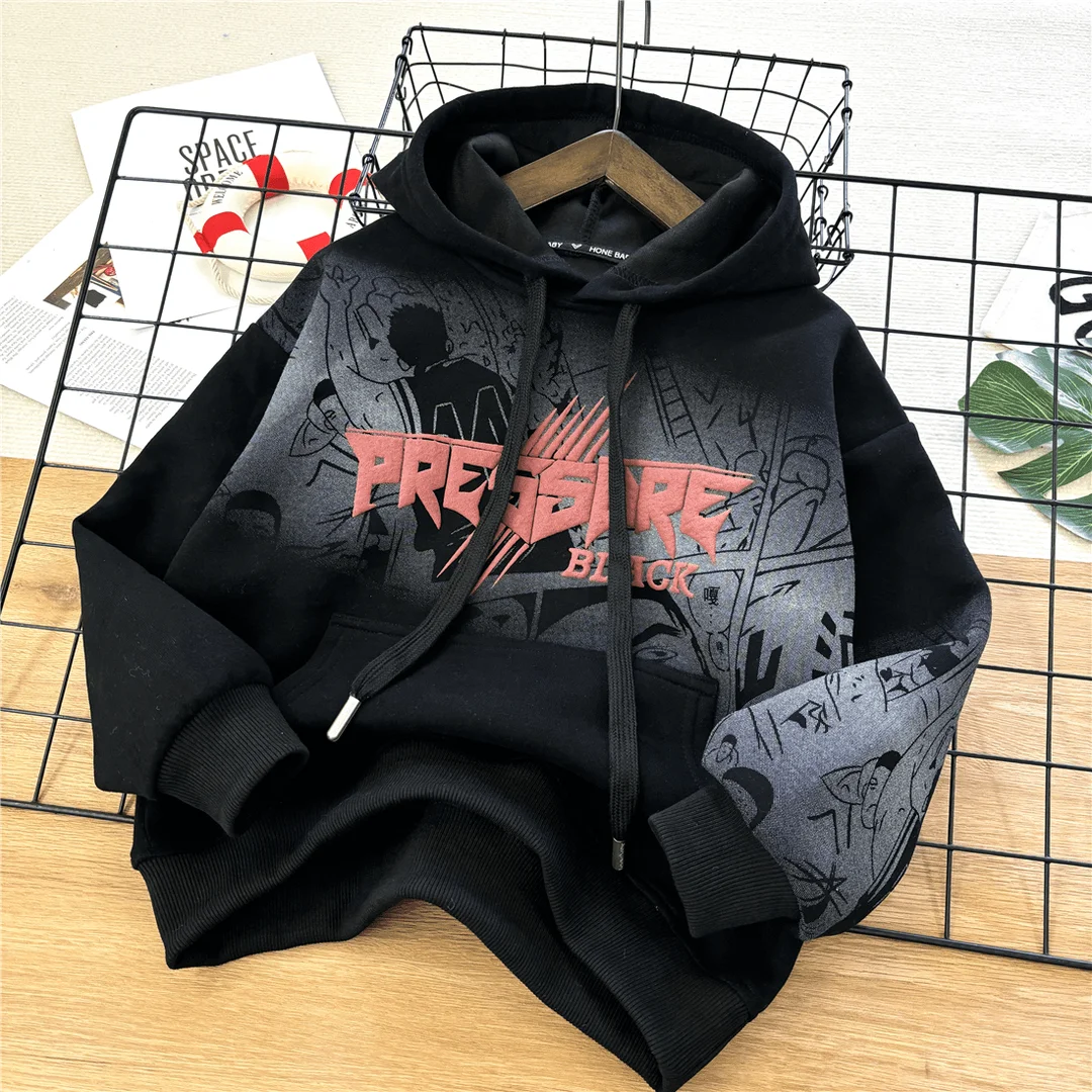 

2025 New Boys' Spring Autumn Hooded Sweatshirt - Stylish Big Kids & School Boys Top