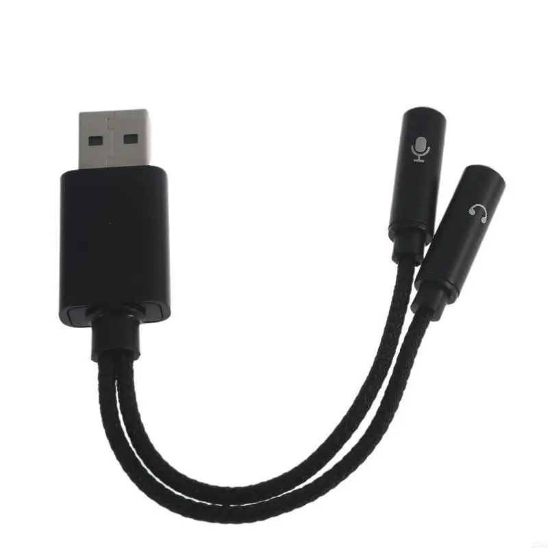 J78A USB Sound Card 3.5mm Aux Adapter Male to 2 Female Stereo Adapter
