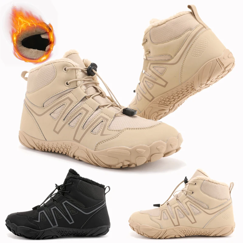 

Winter Snow Boots Mens Plus Size To 47# High-top Boots Womens Five-finger Wide Toe Box Outdoor Non-slip Walking Hiking Sneakers