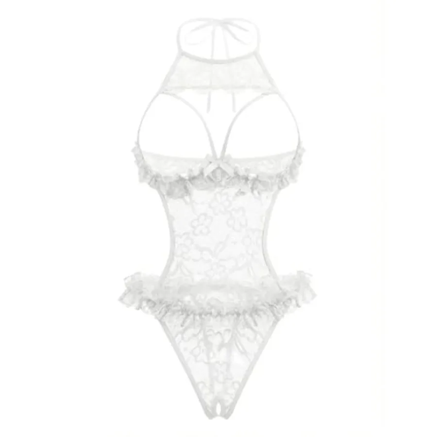 

Avidlove Sexy Lingerie for Women Halter Neck One Pcs Teddy Bodysuit Lace Mini Babydoll Sleepwear