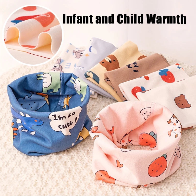 

Очень толстый детский шарф с мультяшным принтом, ветрозащитный теплый шарф для шеи и плеч для девочек, модный детский зимний аксессуар