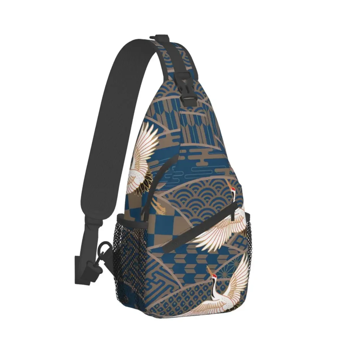 

Japanese Style Crossbody Bag Sports Three Cranes Multiple Patterned Chest Bag Unisex Women Man Fashion Shoulder Backpacks Travel