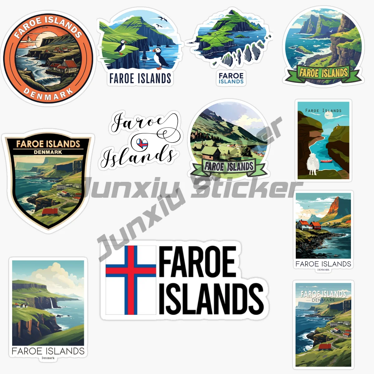 

FAROE ISLANDS Flag National Sheep Island Landscape Car Sticker Skateboard Kayak Surfboard Waterproof Vinyl Self-adhesive Decals