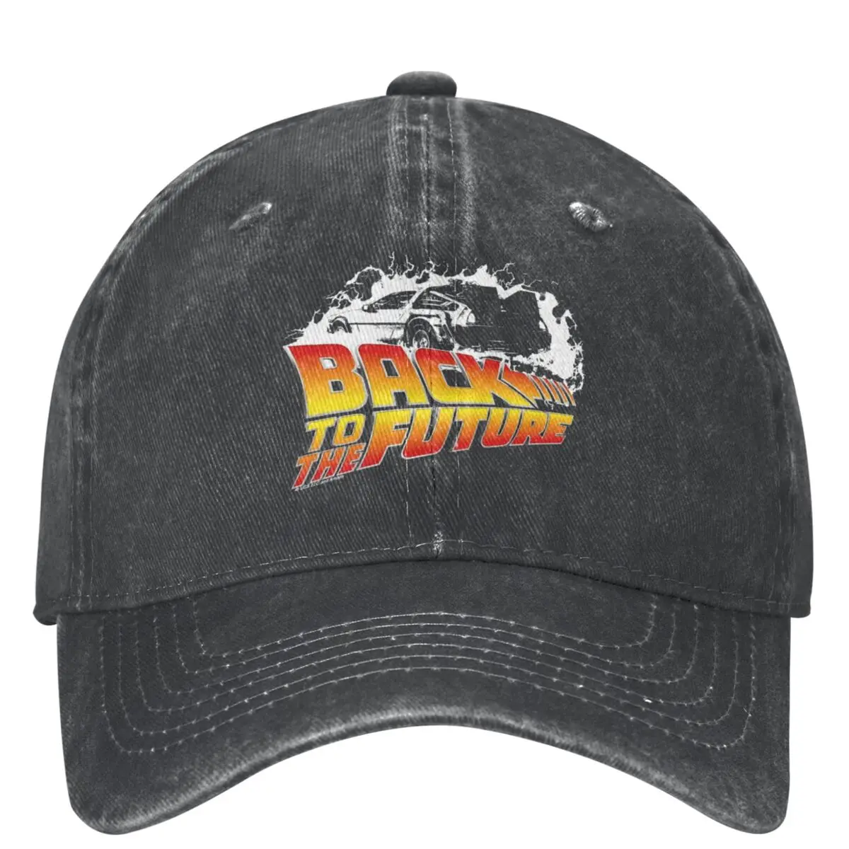 Back To The Future DeLorean White Stencil Baseball Cap Accessories For Unisex Vintage Distressed Washed Hats Sun Cap Adjustable