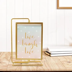 Rotating Photo Frame Vintage Picture Frame Photo Holder Metal Tabletop Picture Frame Home Room Office Desktop Decor Craft