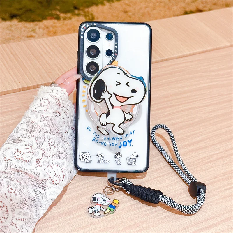 Cartoon Anime Funny Snoopy Skater Surfers  Magsafe Wireless Charge Phone Case For Samsung S24 S25 S26 Ultra Plus Magnetic Cover﻿