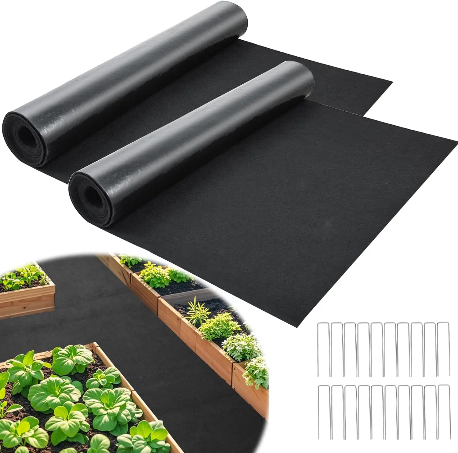 

Набор из 2 рулонов мульчирующих матов из переработанного войлока, 8.2'x2', черные, для садовых дорожек, многоразовый газонный мат для защиты растений от сорняков