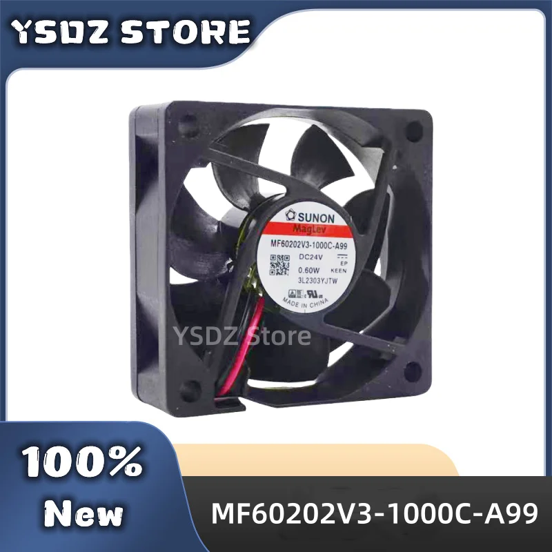 Quiet 60mm 3D Printer Fan MF60202V3-1000C-A99 2-wire New For Sunon 6020 24V 6cm Fan Ultra-Quiet Cooling Fan 60X60X20mm