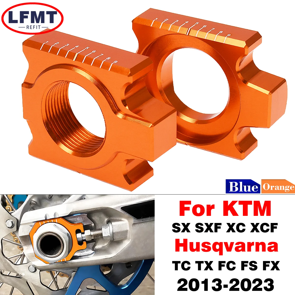 

For KTM SX SXF XC XCF 25mm CNC Rear Chain Adjuster Axle Blocks For Husqvarna TC FC TX 125 150 200 250 300 350 450 2013-2023 2022