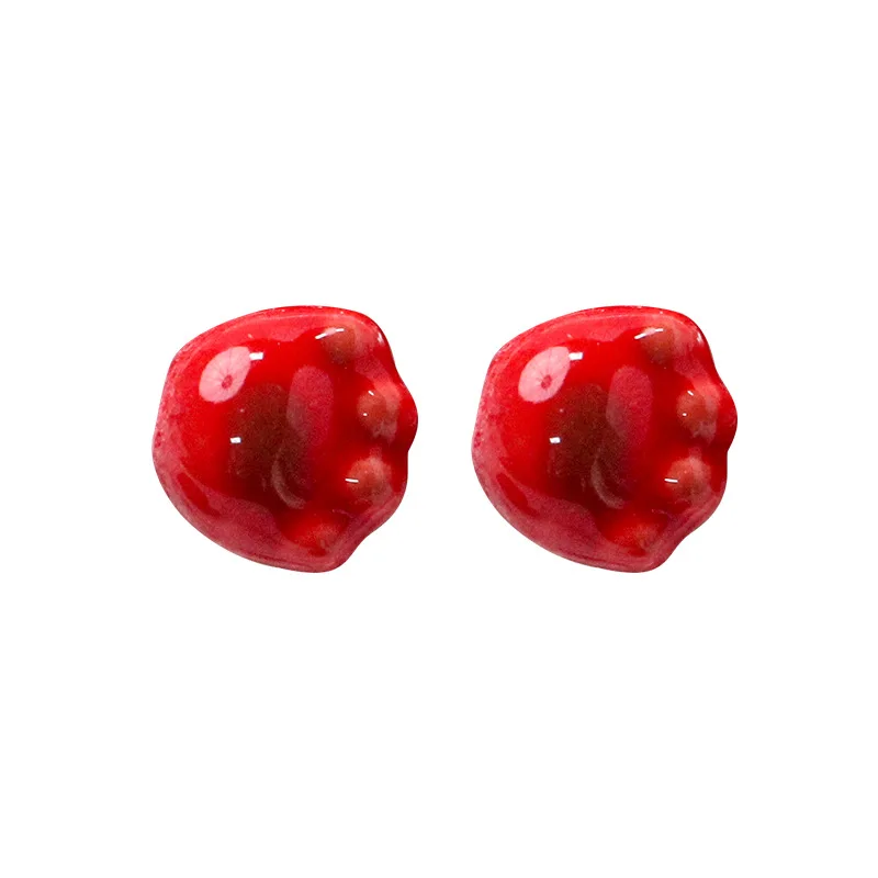 5-10pcs Pack Painted Red Ceramic Bead Handmade Multiple Pattern Spacer Bead for Jewelry Making DIY Christmas Accessories