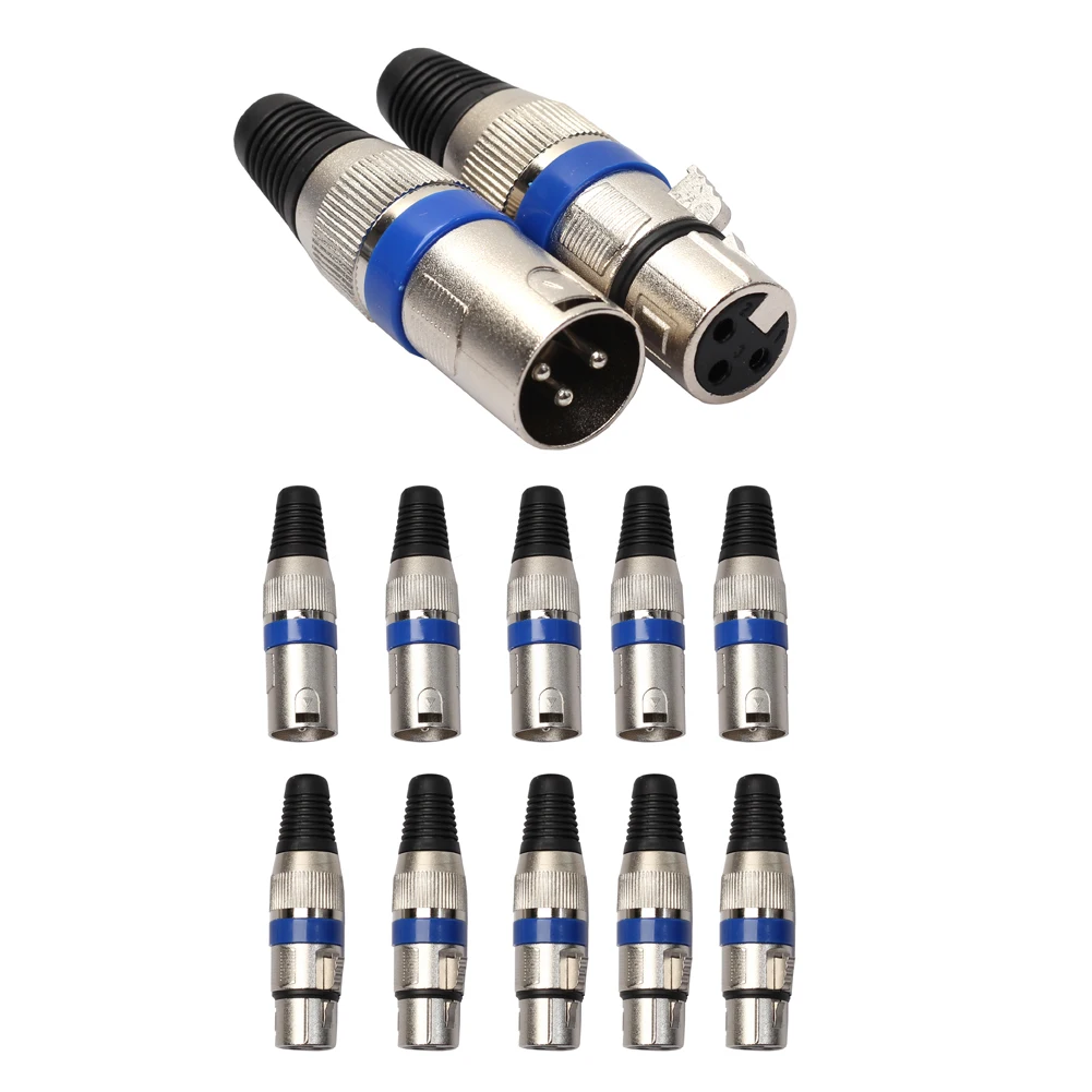 5 Pairs MIC Jack Plug Portable Audio Microphone Cable Practical Convenient  Multi-function XLR 3 Pin for Video Connecting