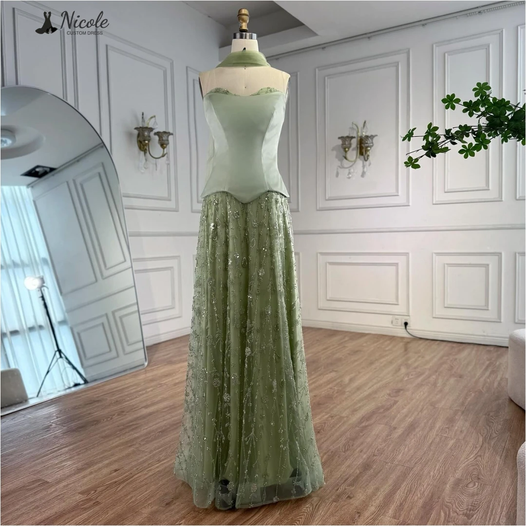

Nicole Custom Made Special Occasion Dresses 2025 Woman Line A Prom Dresses Luxury Evening Dress 2025 Ribbon Bead Embroidery Gala