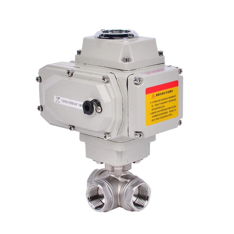 DN15 DN20 Stainless Steel High Platform 3-Way Electric Ball Valve Solenoid Motorized Brass OEM Customizable for Air Conditioning