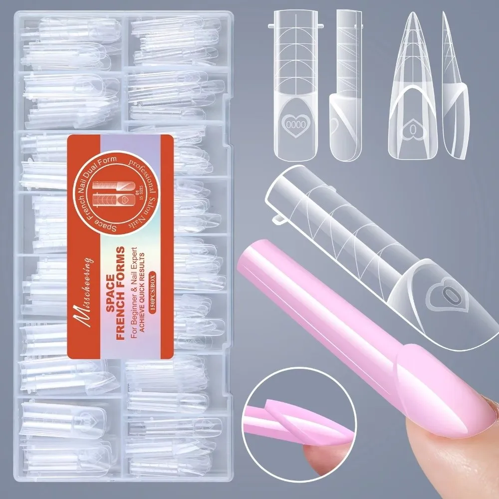 150PCS Ultra Short Space Nail Dual Forms Thin Seamless No Trace French Nail Plates 15 Sizes Manicure Tool