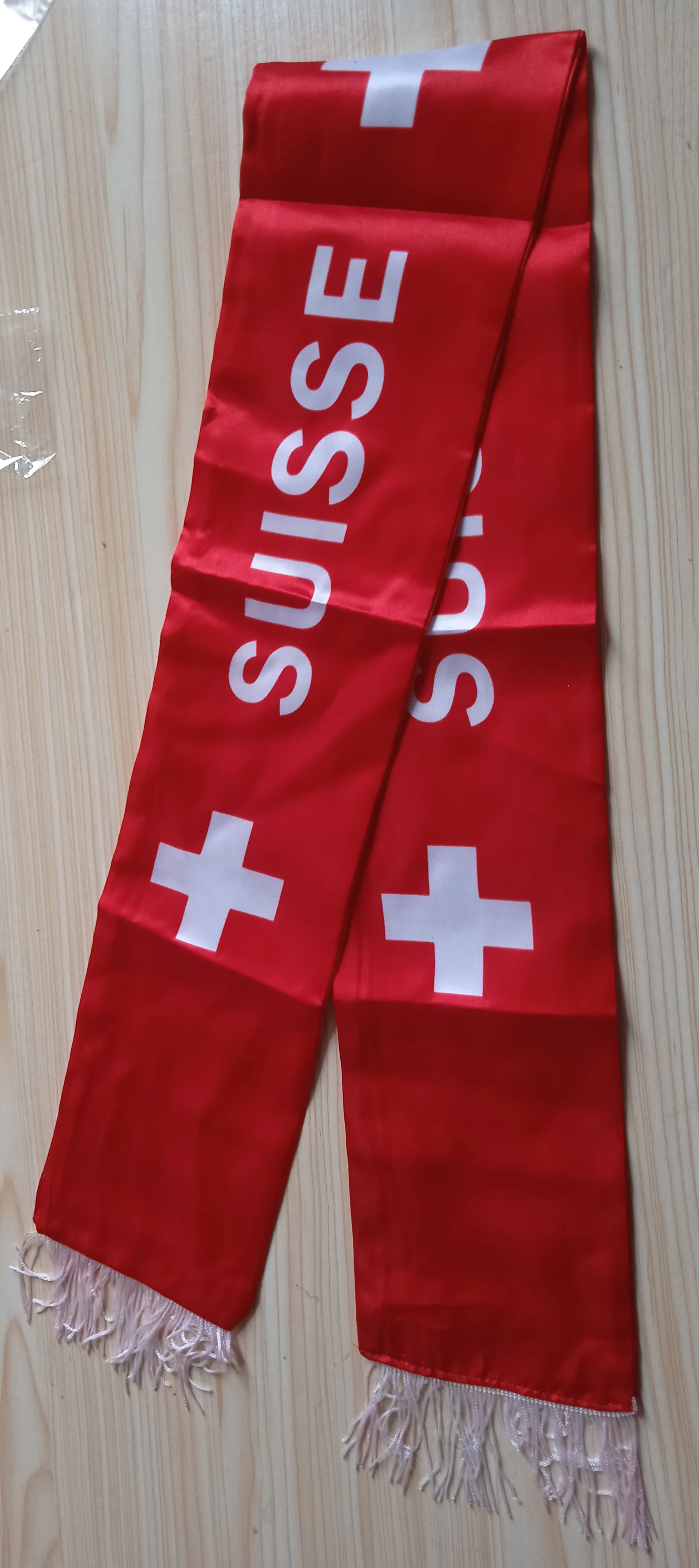 Country Double Side Printing Satin Football Soccer Fans National flag Switzerland Scarf