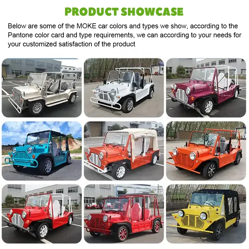 E Moke Electric Vehicle Tour Car Electric Sightseeing Vehicle 72v Lead Acid Battery Custom 4 Seats Electric Golf Carts