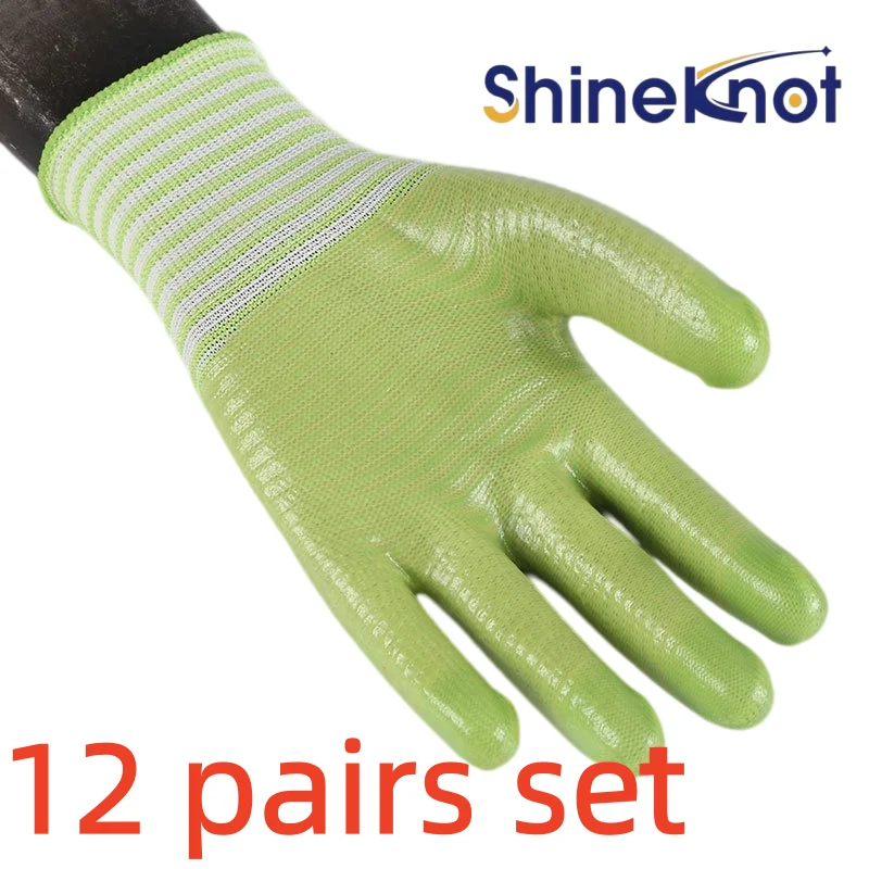 SHINEKNOT 12 Pairs Of Pvc Impregnated Protective Gloves Anti Slip And Wear-Resistant Construction Protective Gloves