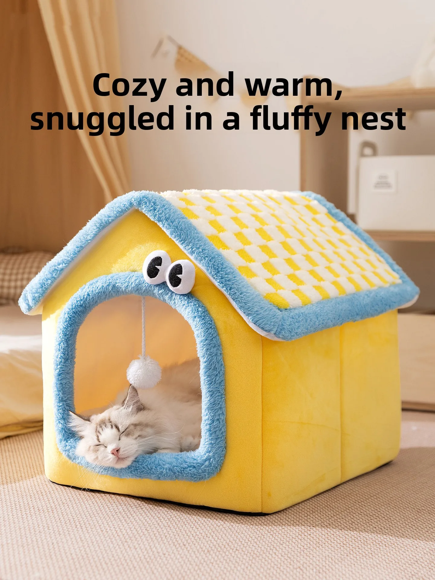 

New 2025 Multicolor Closed House Pet Nest Warmth Securi All Seasons Universal Autumn Winter Bedding