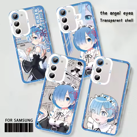 Anime lovely Rem Angel Eye Phone Case For Samsung A02 A03 A04 A05 A10 A11 A12 A13 A14 A15 A20 A21 A22 A23 S Translucent Cover