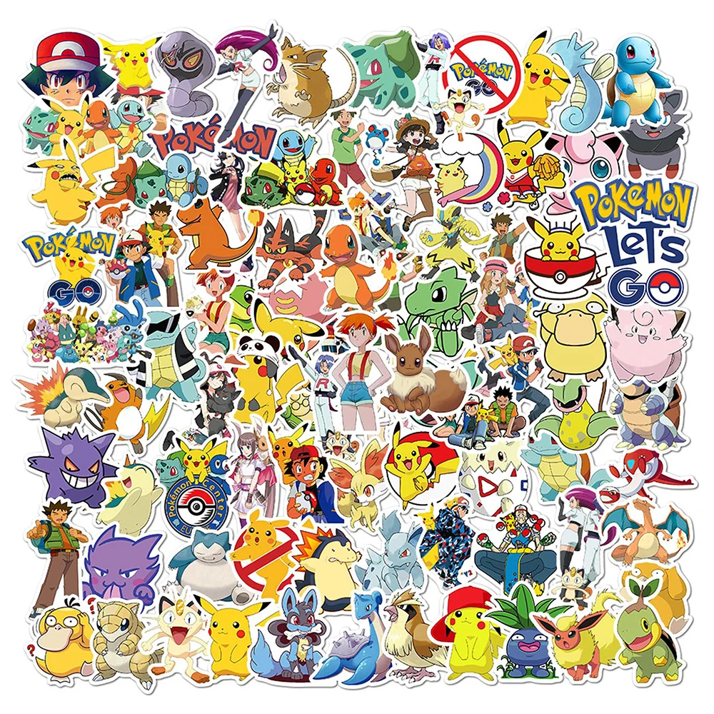 10/30/50/100pcs Anime Pokemon Stickers Cute Pikachu Ash Ketchum Cartoon Decals DIY Phone Case Laptop Luggage Funny Sticker Decor