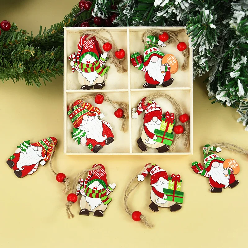 

12Pcs Merry Christmas Wooden Faceless Dolls Pendant for Home Christmas Tree Ornament Navidad Kids Gifts New Year 2024