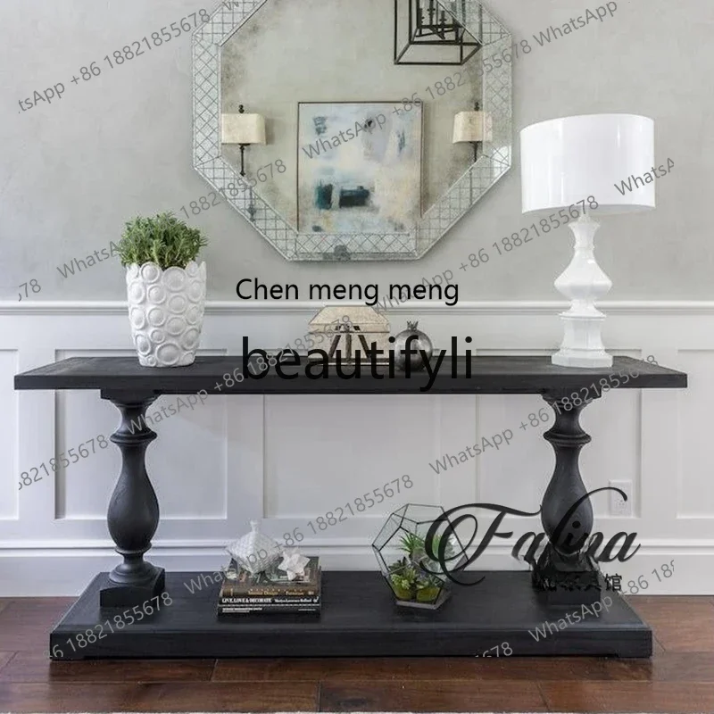 G American retro solid wood porch French modern oak porch European simple side table