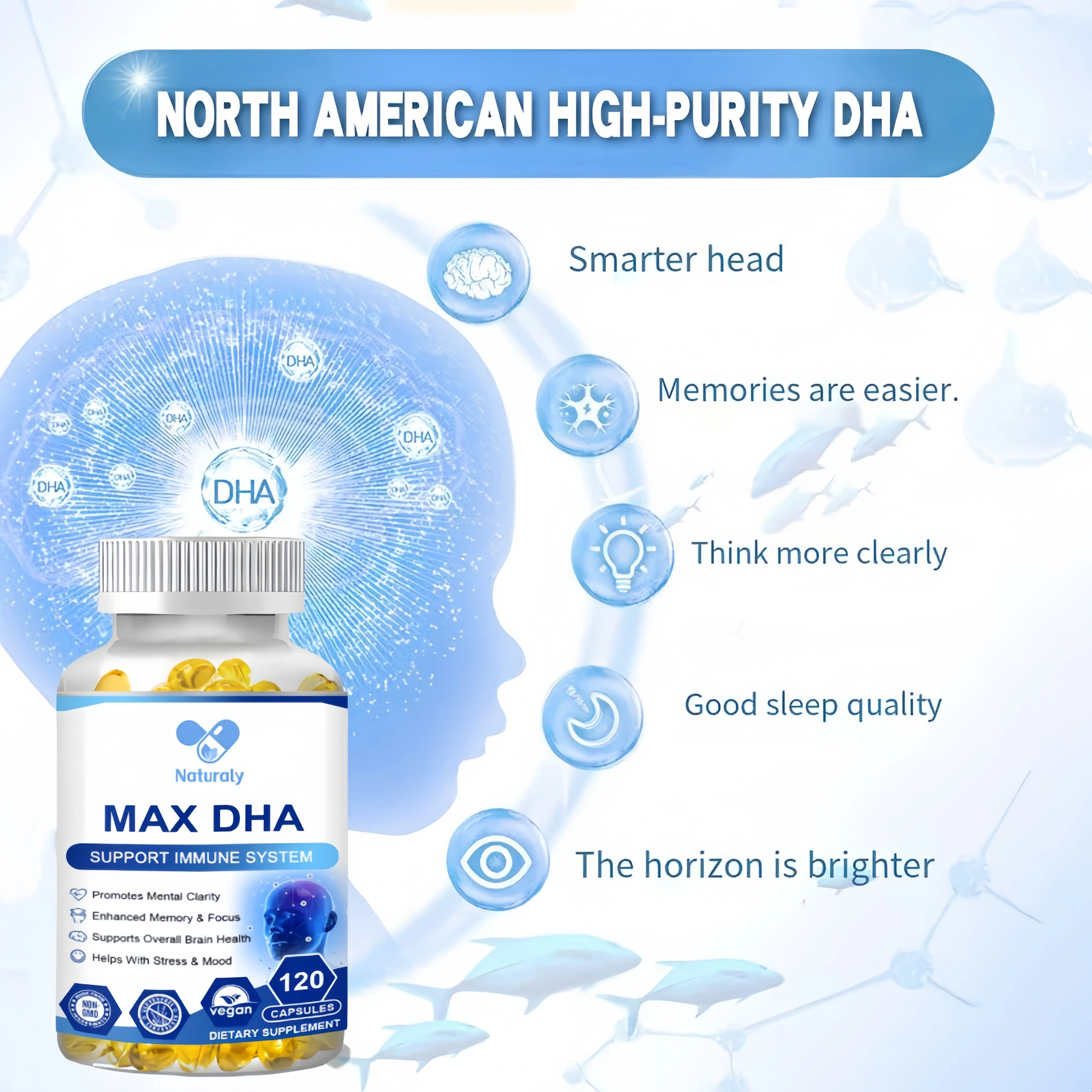 MAX DHA Brain Supplement-Promotes Brain Health, Enhances Focus, Memory and Mental, IQ, Improves Thinking Skills