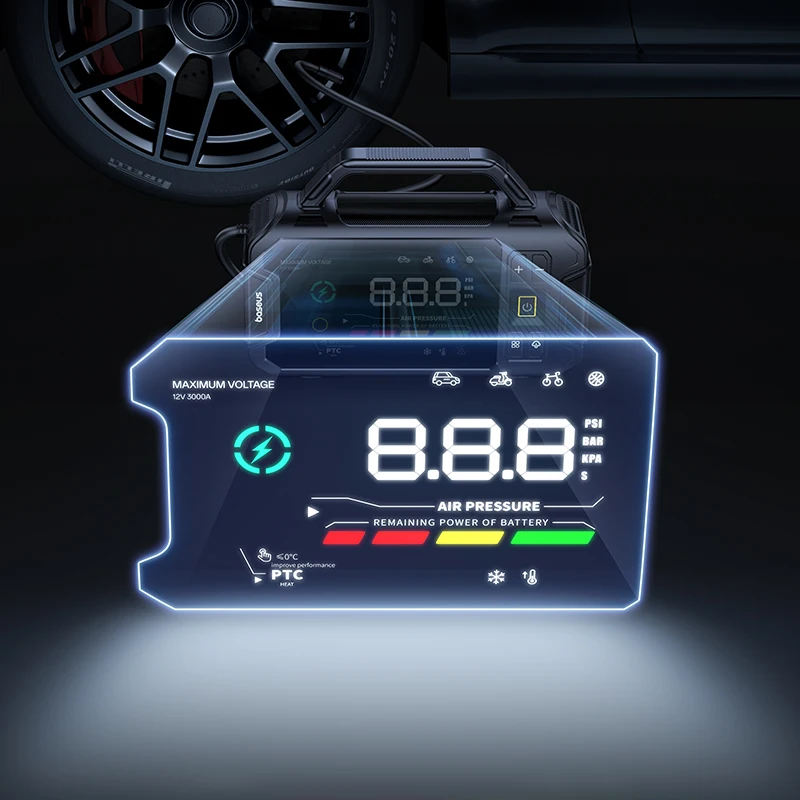 Baseus VJ1 3000A Jump Starter  4 in 1 150PSI Air Compressor Power Bank 21600mAh Car Battery Emergency Boosters Portable Starting Device