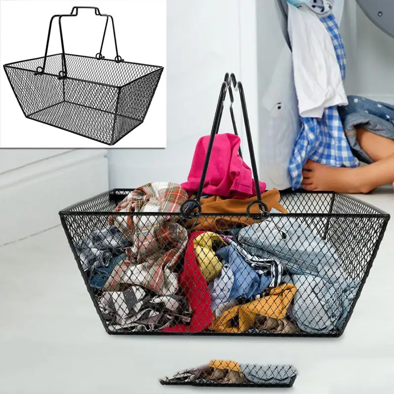 

Хорошая металлическая корзина для покупок, экологически чистая для хранения, домашний контейнер для полотенец, ручка, продукт для ухода за кожей, одежда