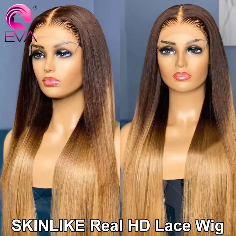 

36in Ombre Honey Blonde Straight HD Wig 250 Density 13x6 HD Lace Full Frontal Wig Glueless Wear Go 5x5 6x6 HD Lace Closure Wigs