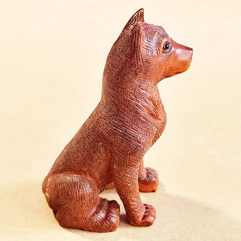 

Q4881 - 2 " Hand Carved Boxwood Netsuke Figurine Carving : Vivid Dog