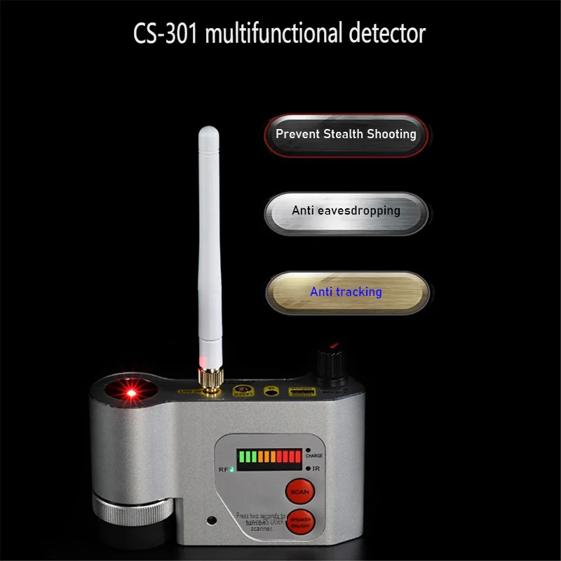 CS301 Detector de señal inalámbrico multifuncional antiescuchas previene la cámara de disparo sigiloso Detector de escaneo infrarrojo