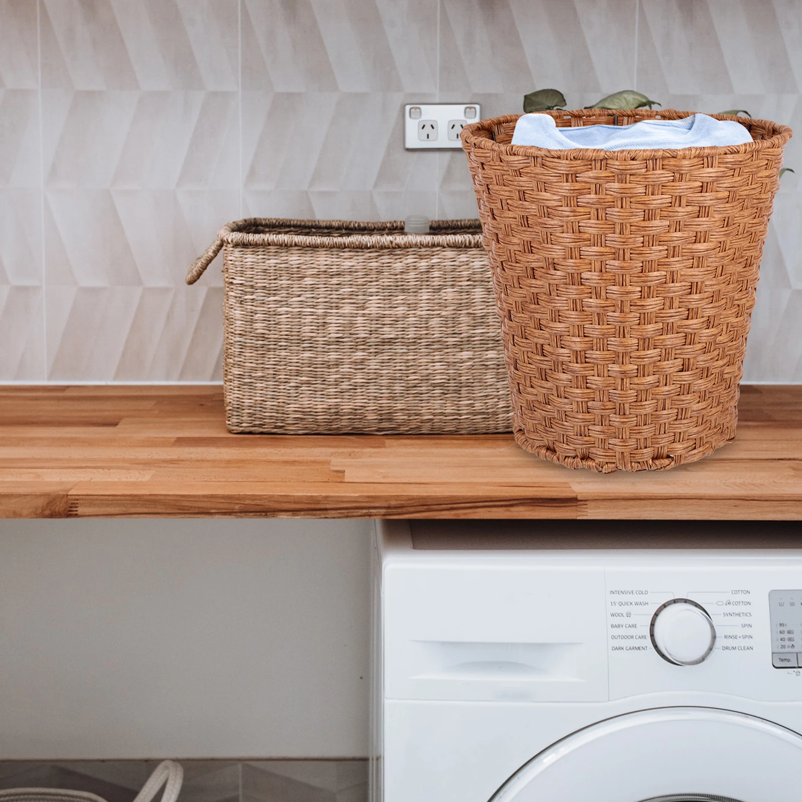 

Woven Storage Basket Large Capacity Home ganization Container Laundry Bedroom Living Room Decorative Iron PP Material