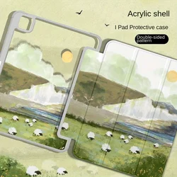 For IPad Air 6 Case IPad 10th Gen Air 5th 4th 10.9 Pro 11 3rd 4th Triple Fold Cover for IPad 10.2 7th 9th 8th PU Acrylic Cover